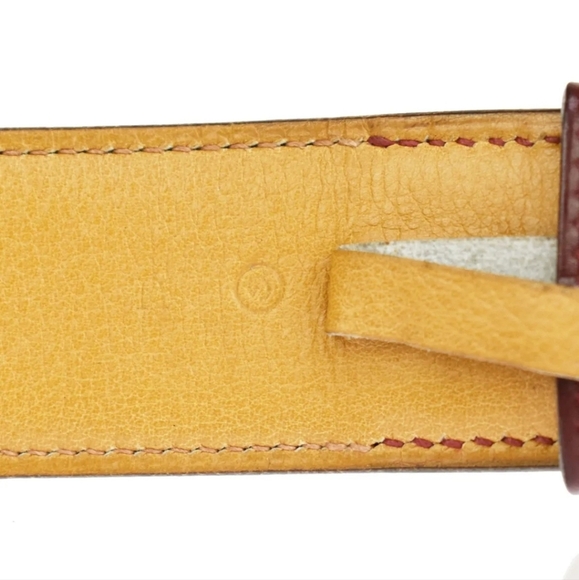 HERMES Logo Gold Buckle Leather Belt in Bordeaux Red! - Picture 11 of 15